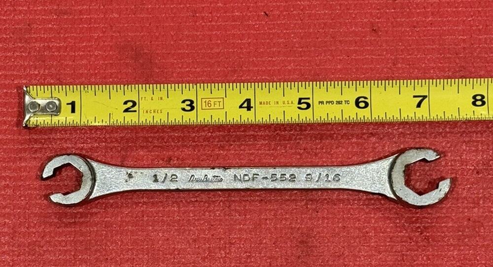 Vintage New Britain NDF-552, SAE 1/2" X 9/16" Flare Nut Line Wrench Made in USA